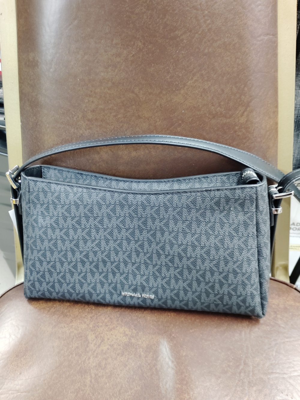 Michael Kors Dark Gray MK Logo Shoulder Bag